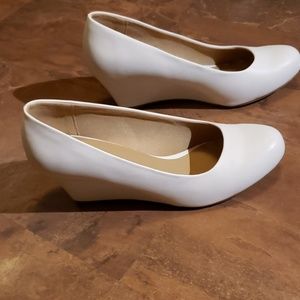 White dressy wedges